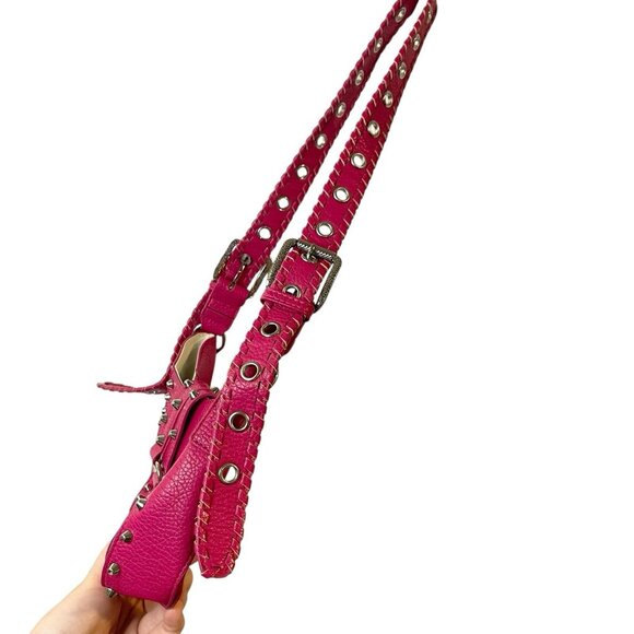 Urban Outfitters Devon Silver Studded Crossbody Bag Purse Pink Adjustable Strap - Picture 6 of 9